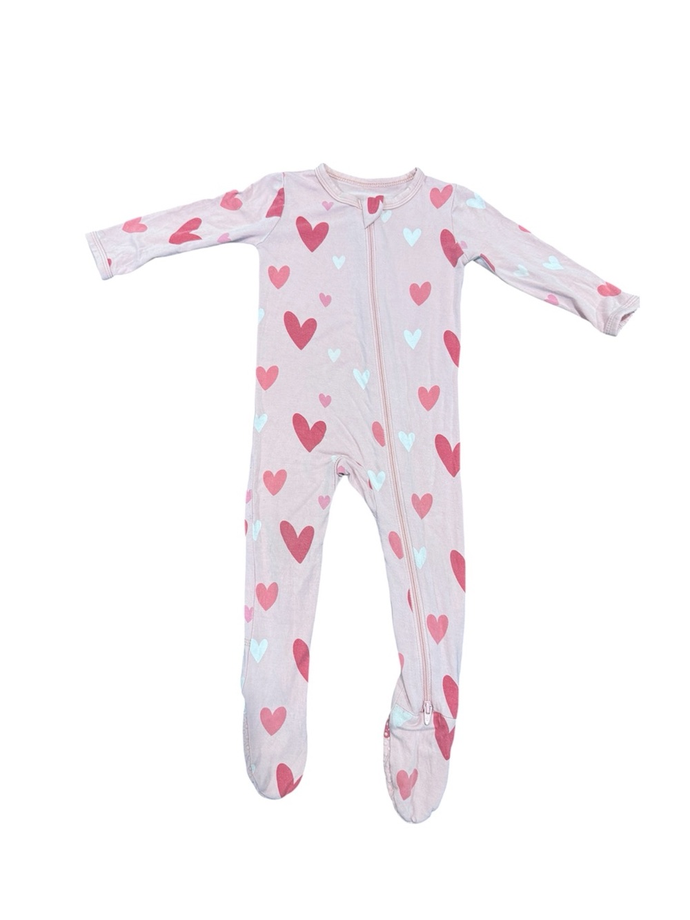 Kyte Baby Crepe Heart-Print Zipper Footie One-Piece Pajamas - Kids
